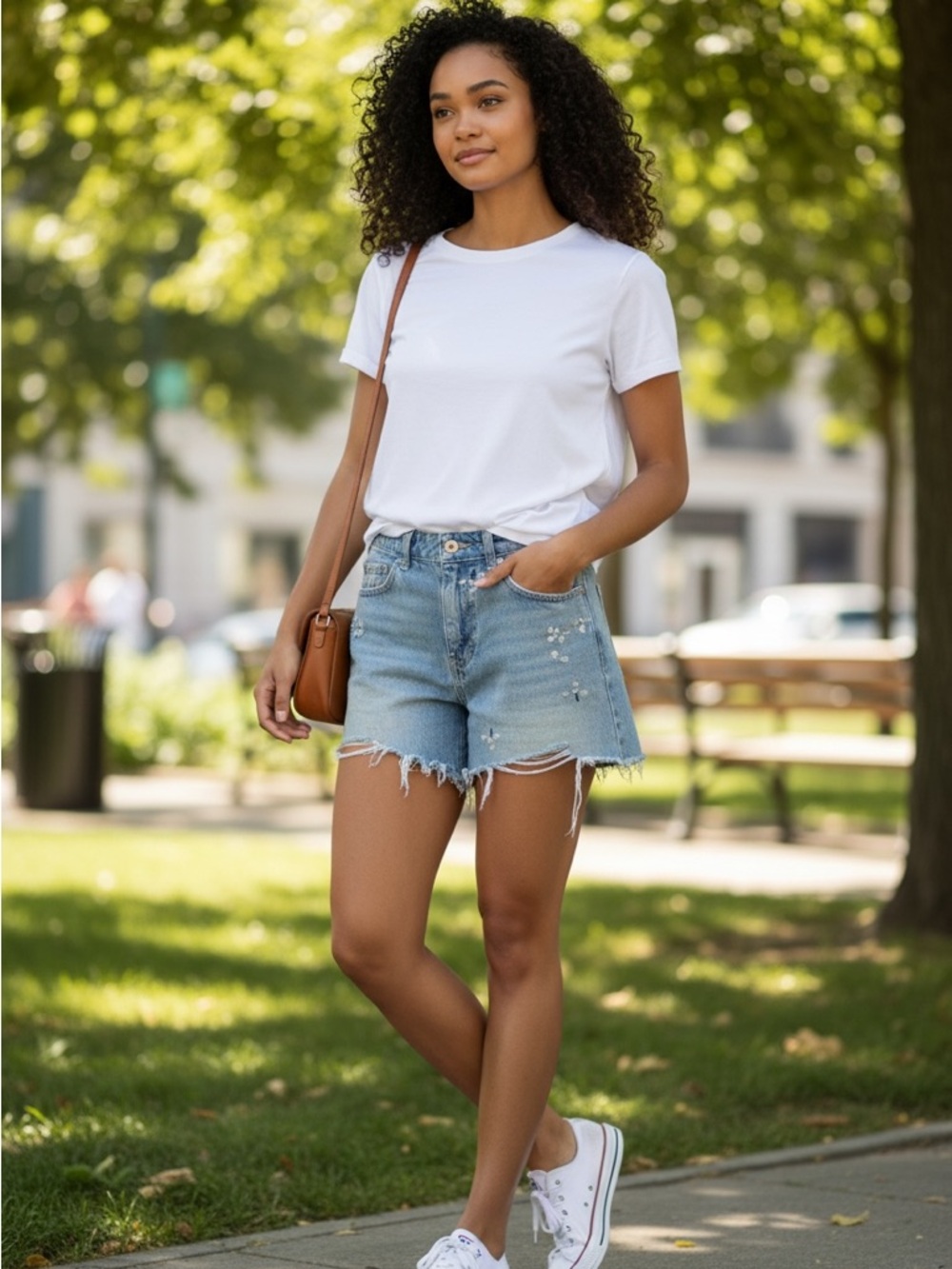 Light Blue Distressed Denim Cutoff Shorts - Kids